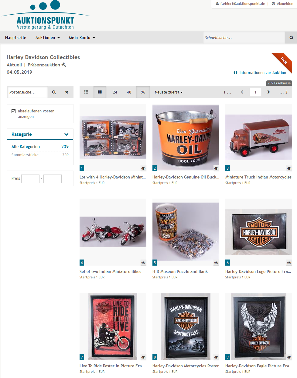 Auction Portal for Harley-Advidson Auction